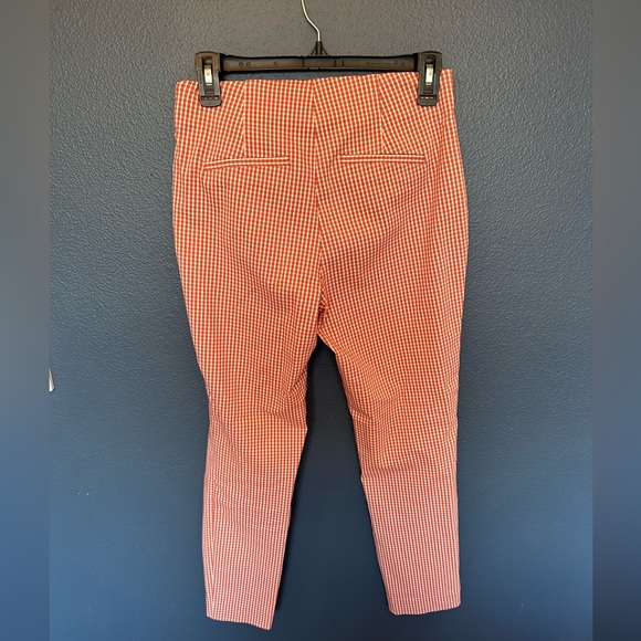 Women’s coral gingham high-rise skinny ankle pants - Picture 3 of 4